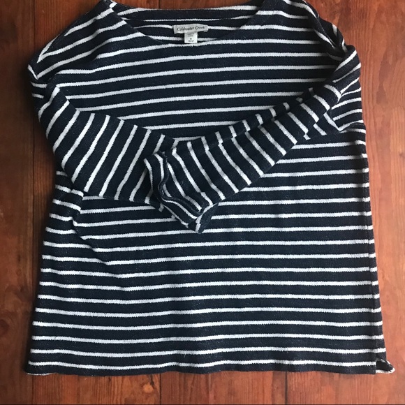 Coldwater Creek Navy Striped Long Sleeve Top - Picture 7 of 10